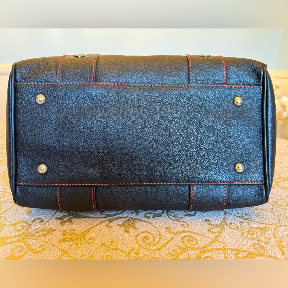MCM Black Leather Satchel with Red Stitching - Picture 3 of 11